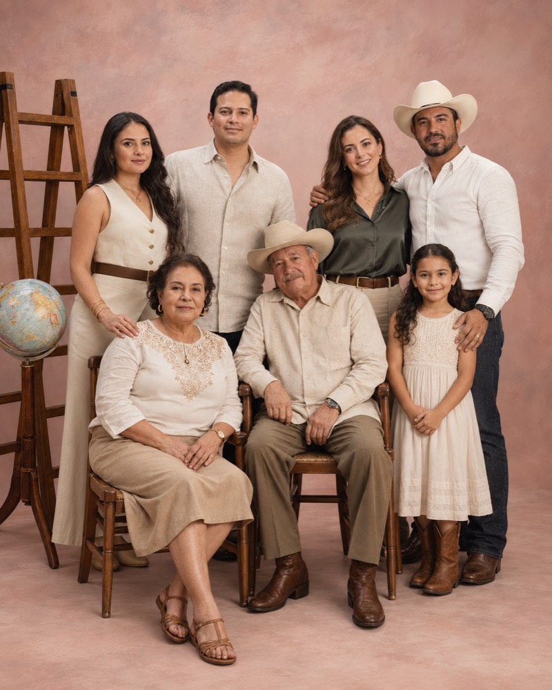 Familia de ocho personas y tres generaciones en estudio